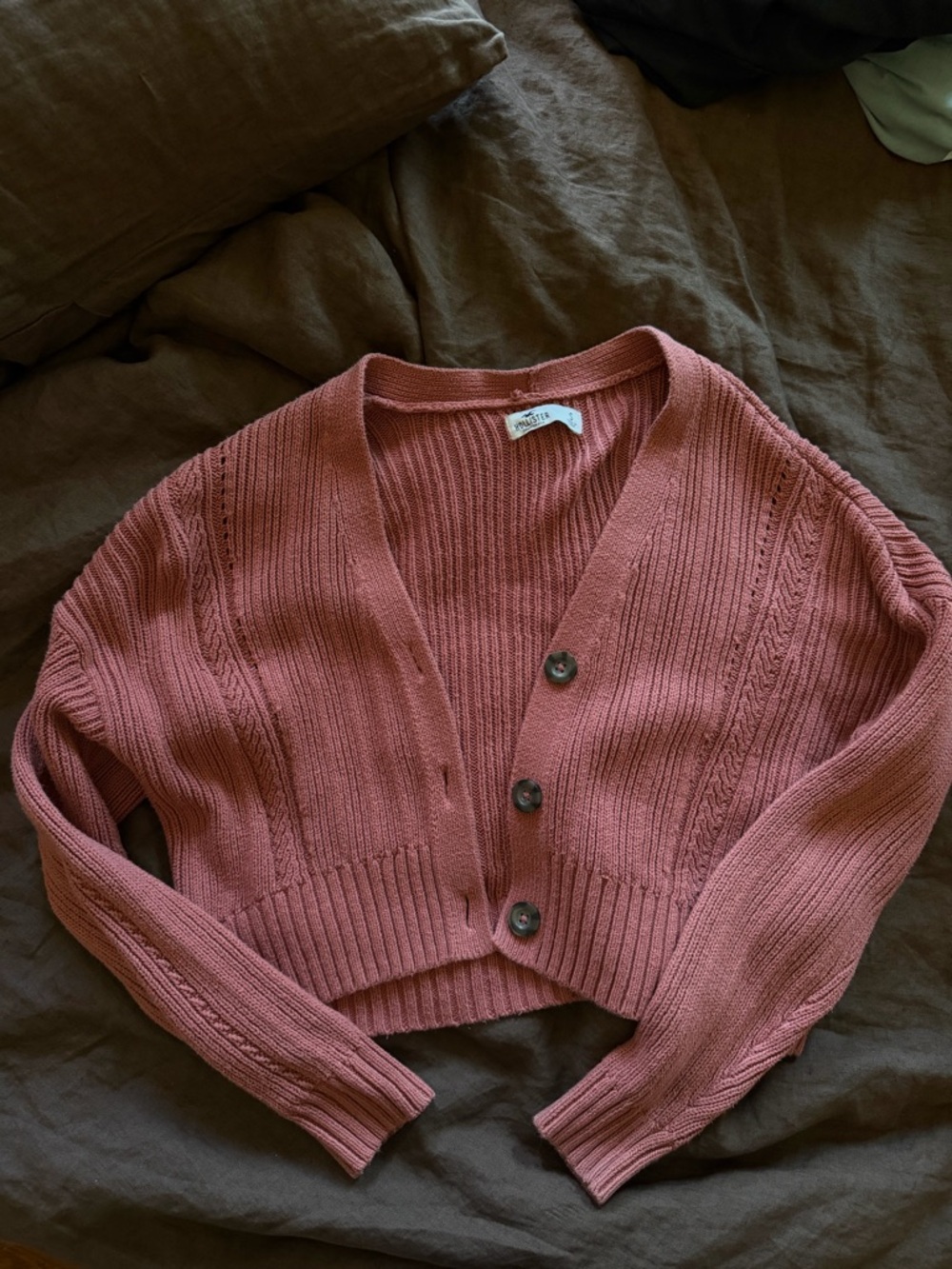 Hollister Cropped Rose Pink Knit Cardigan Sweater - Unknown Brand